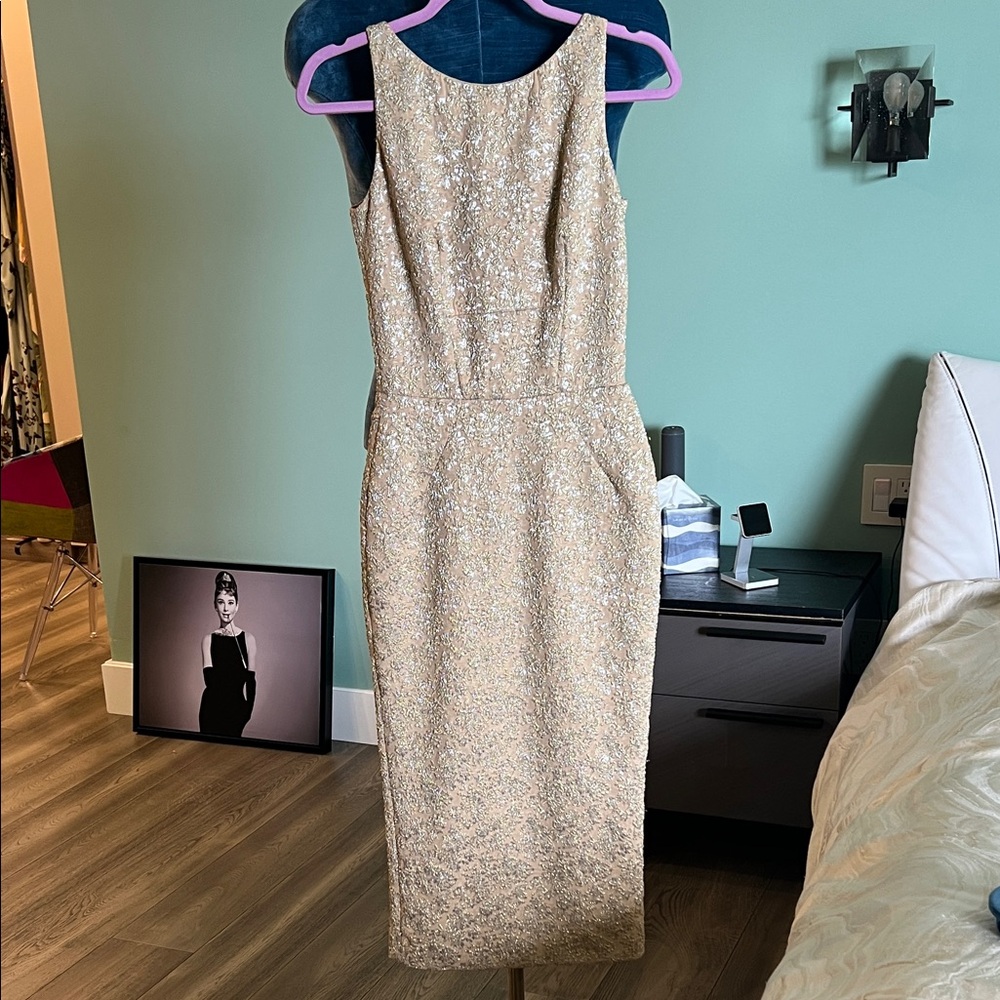 Rochas Beige Textured Midi Dress